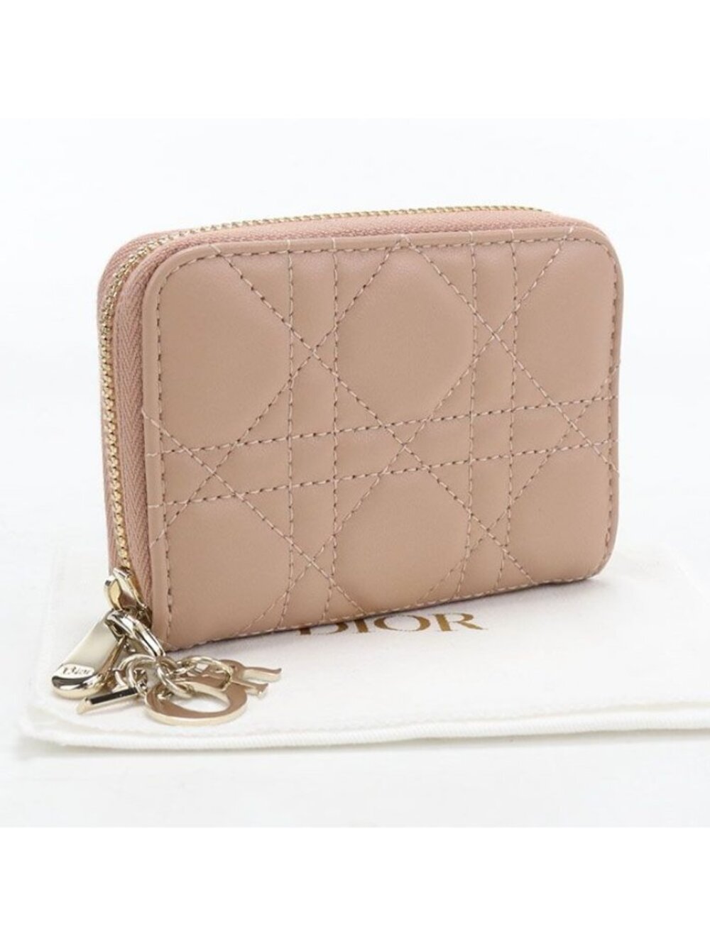 Dior Zip Coin Purse Lady Dior Lambskin